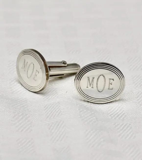 Tiffany & Co Oval 925 Sterling Silver Engine-turned Monogram 