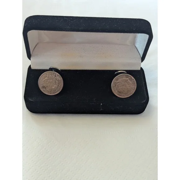Pair Silver 1883 10 Centavos Cluff Links - .900‎ Silver Coins