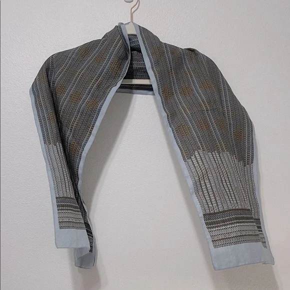 Elegant Blue and Brown Patterned Scarf Vintage