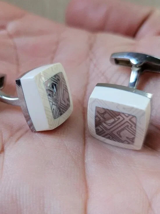 Father Day Gifts Cufflinks White/Silver Tone Fashion Stud Cuff Links Men Jewelry