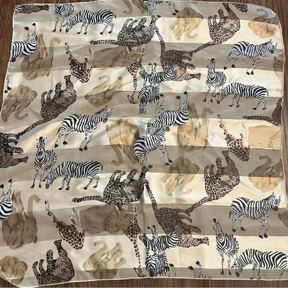 Women’s Zebra, Elephant,Leopard scarf. Size 20 x 20”