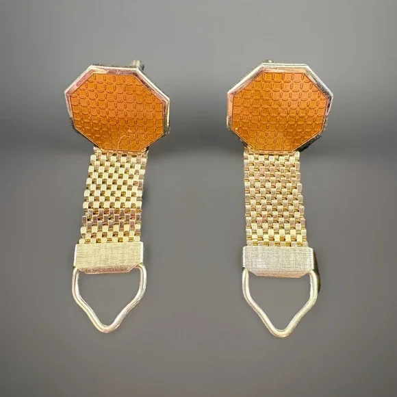 VTG 60s‎ Cufflinks Gold Octagon Mesh Wrap Men Retro Classic Mod Festival