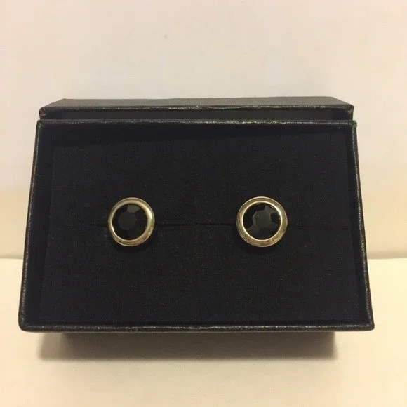 Cuff links, black CZ