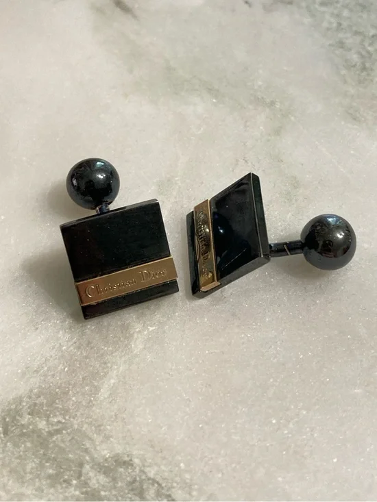 Authentic Vintage Christian Dior Square Logo Cuff Links