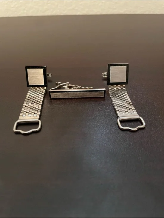 Cuff Link & Tie Clip Set Vintage