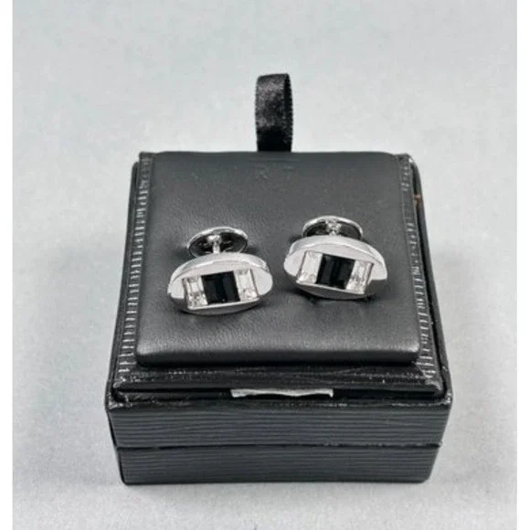 Robert Tateossian RT London Cufflinks Mens OS Silver Black Excellent Baguette