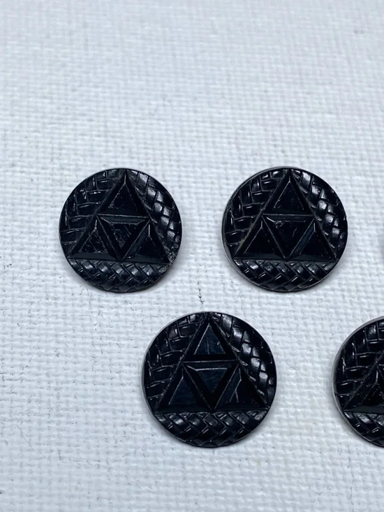 Antique Black Geometric Round Men's Accessory Buttons - Set of 6