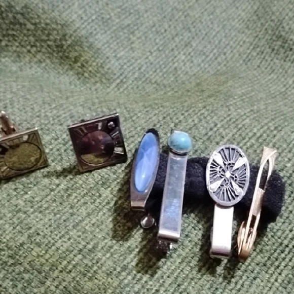 Elegant Silver and Gold Cufflinks&Tiepin Set of 5