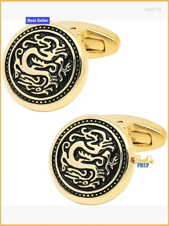 Classic Golden Dragon Totem Cufflinks in Gift Case for Men Wedding Business