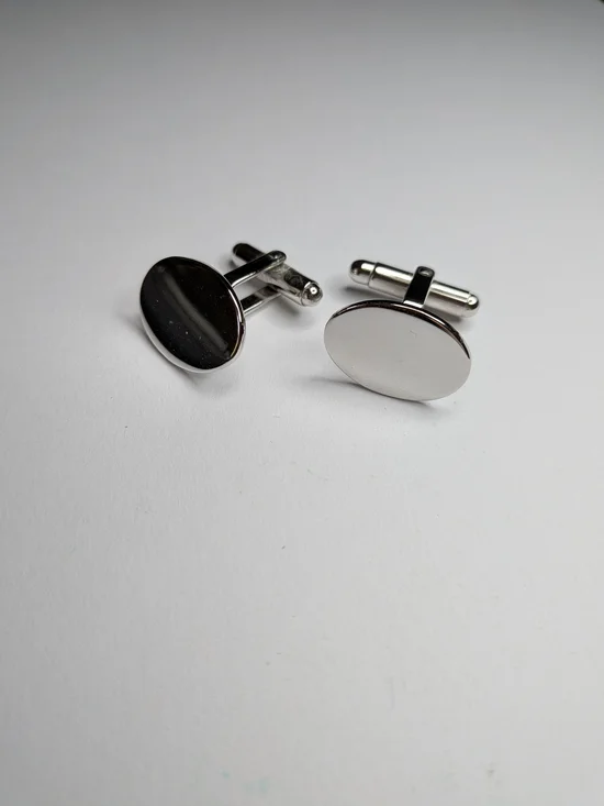 Classic Silver Oval Cufflinks - Men's Accessories