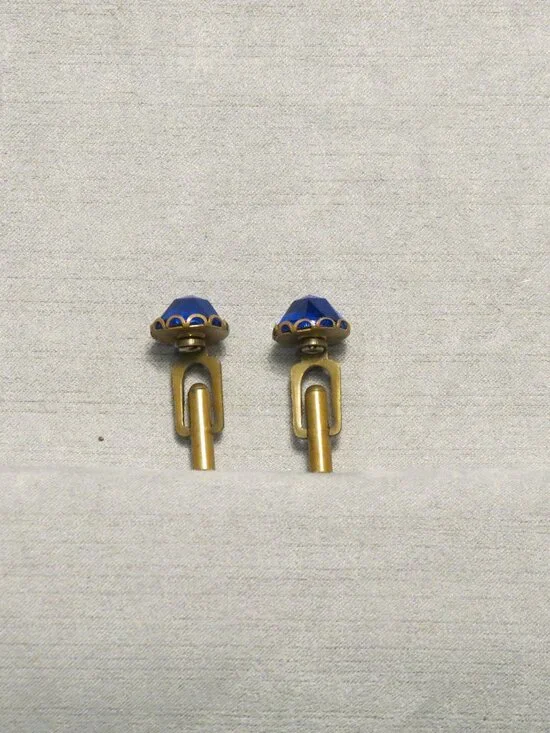 Blue and Brass Colored Metal Cufflinks