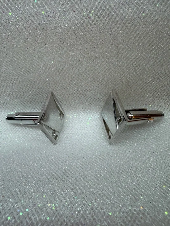 Crystal Square Silver Cufflinks for Men