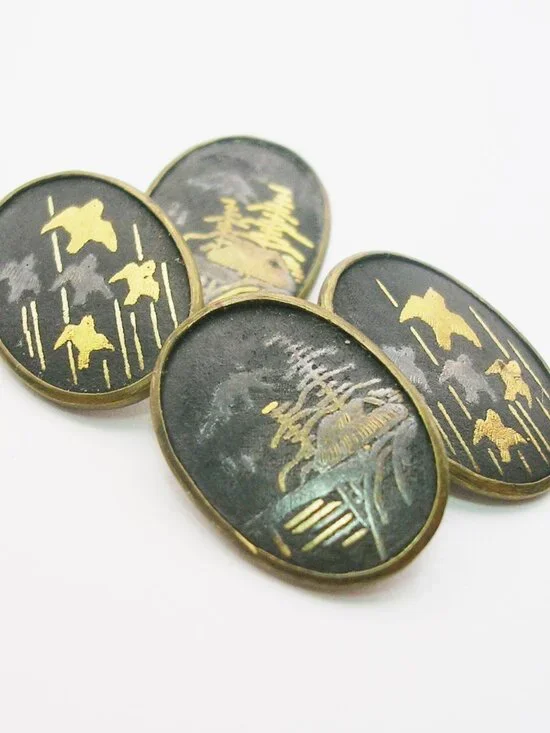 Vintage Cufflinks Amita Style double sided hand engraved