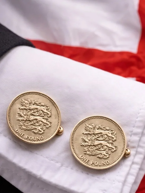 🇬🇧 British £1 Coin Cufflinks Three Lions