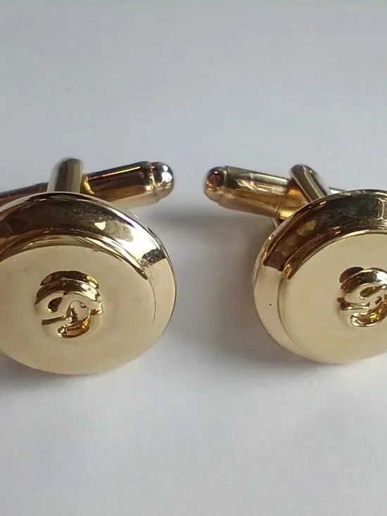 St. John Gold Circle Logo Cuff Links