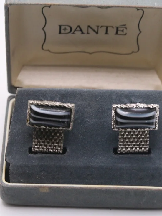 Vintage Wrap Around Agate Stone Cufflinks