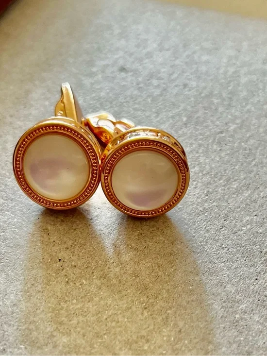 Elegant Gold-Tone Pearl Cufflinks