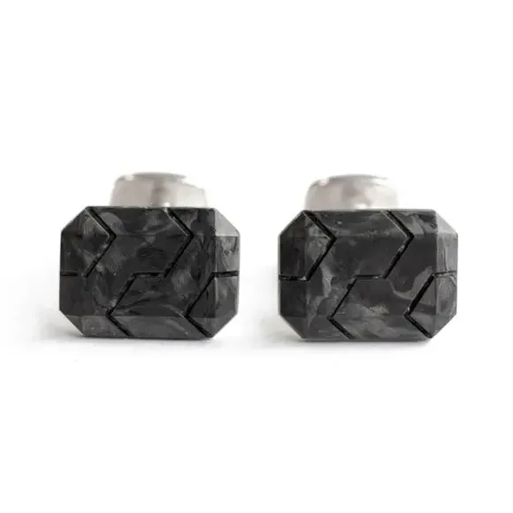 David Yurman Black Forged Carbon & 925 Sterling Silver Cufflinks