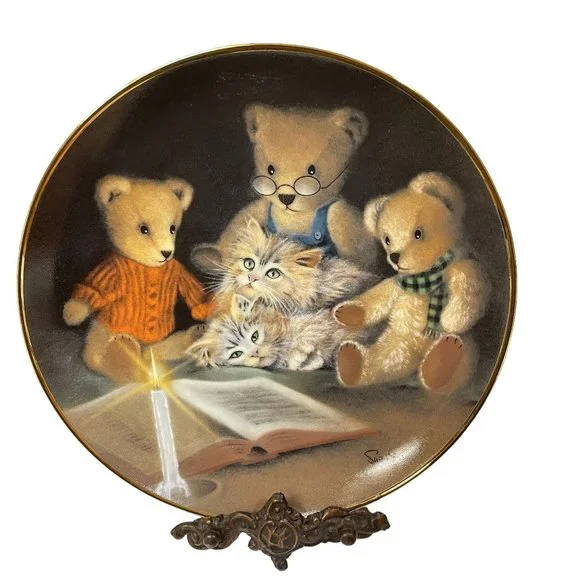 Story Hour by Sue Willis Collectible Plate Teddy Bears & Kittens Limited Edition