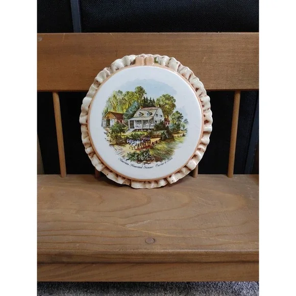 Vintage Rare American Homestead Summer Currier & Ives Wall Plaque. Dated 1977