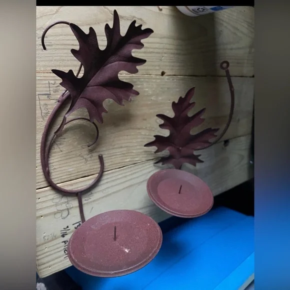 Rustic Leaf Wall Candle Holders