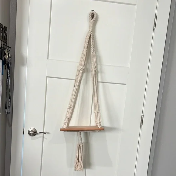 Macrame Hanging Shelf - Cream and Brown