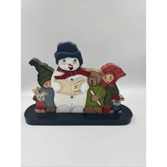 Handpainted 2005 Christmas Carolers Trio Wood Wall Shelf Sitter