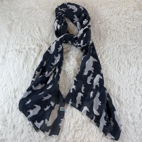 Africa's Legends Lightweight Navy White Animal Print Scarf Wrap‎ Shawl Soft Boho