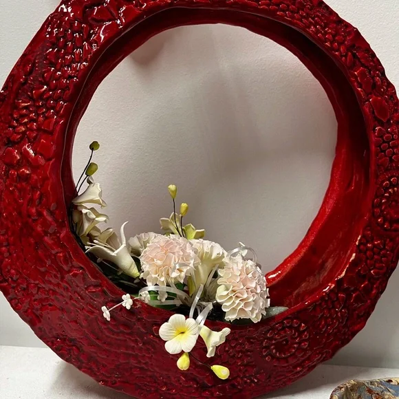 Red Decorative Floral Wall Plant HANGER HANDMADE