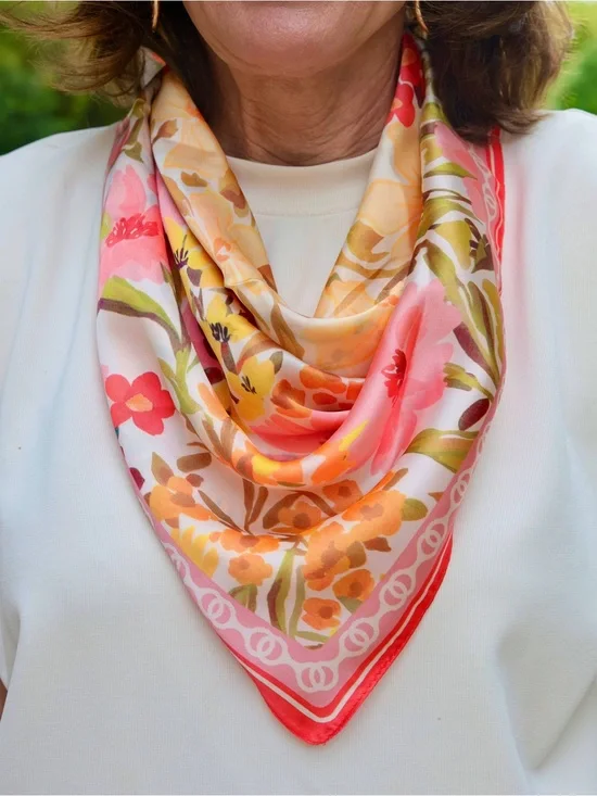 Caroline Hill Elora Pink Multi Floral Print Scarf