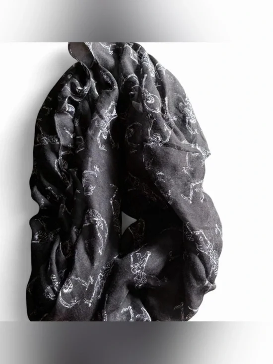 Skeleton Print Scarf Lightweight