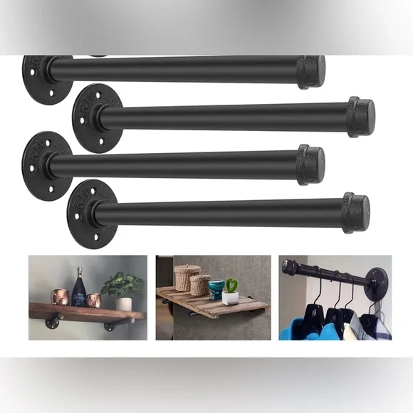 Industrial Black Wall Shelf Brackets