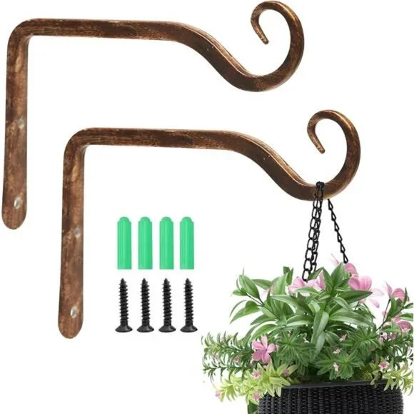 2Pack 6Inch Premium Decorative Metal Iron Wall Hook, Indoor Outdoor Plant Hanger