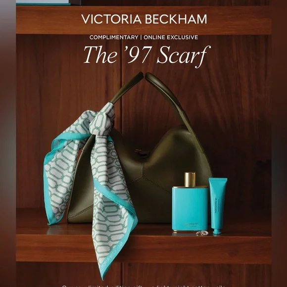 Victoria Beckham ‘97 Portofino Collection Geometric Scarf with Teal Trim NWT