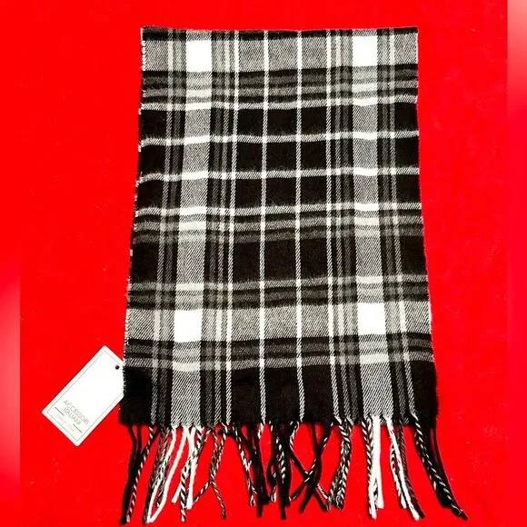 Accessory Accessori Italiani Black and White Plaid Scarf