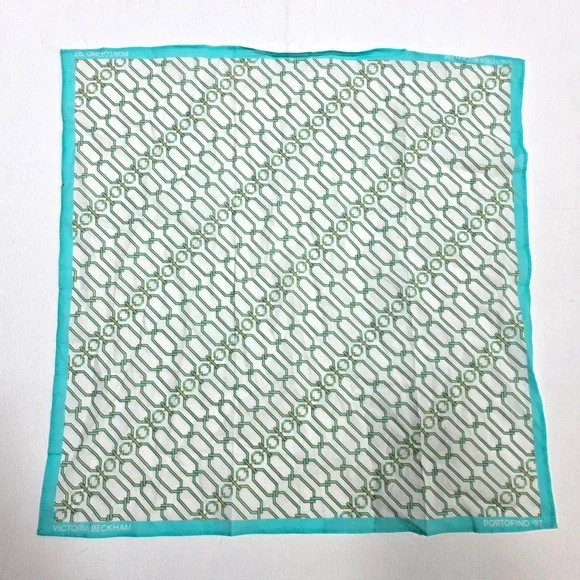 Victoria Beckham Scarf Womens Turquoise Portofino 97 Chain Link Square Bandana