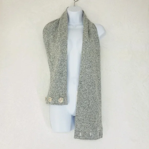 Patagonia Better Sweater Scarf Womens OS Birch White Gray Button Knit Fleece New