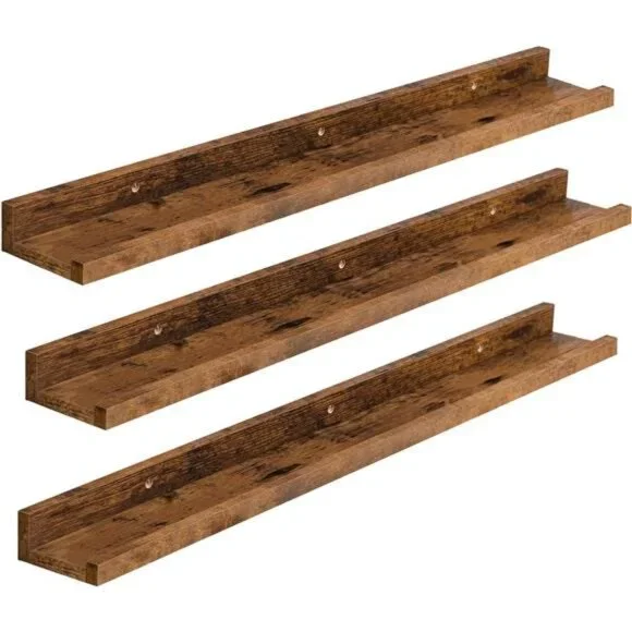 Floating Shelves, Wall Shelf Set of 3,35.4 Inches Hanging Shelf with Raised Edge
