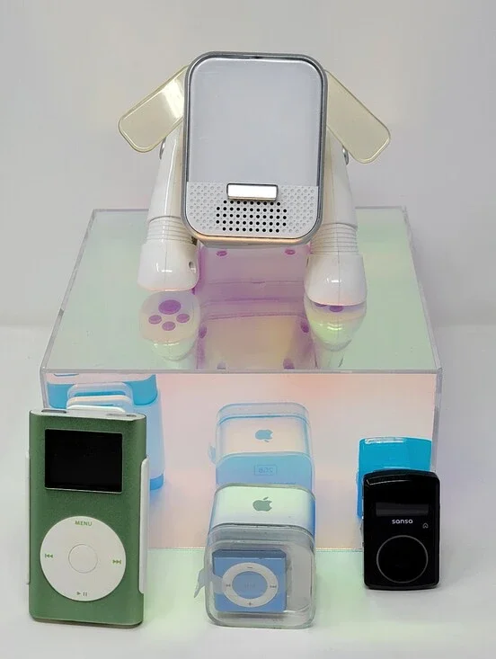 VINTAGE Y2K Bundle - Apple iPods, SanDisk Sansa & 2008 Hasbro Sega iDog Speaker