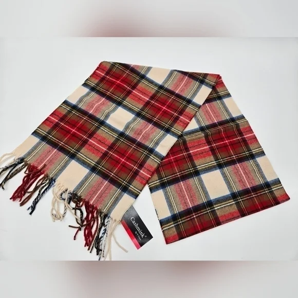 Cashmink V. Fraas CAMAL PLAID Fringe Winter Scarf Wrap Acrylic Germany Unisex