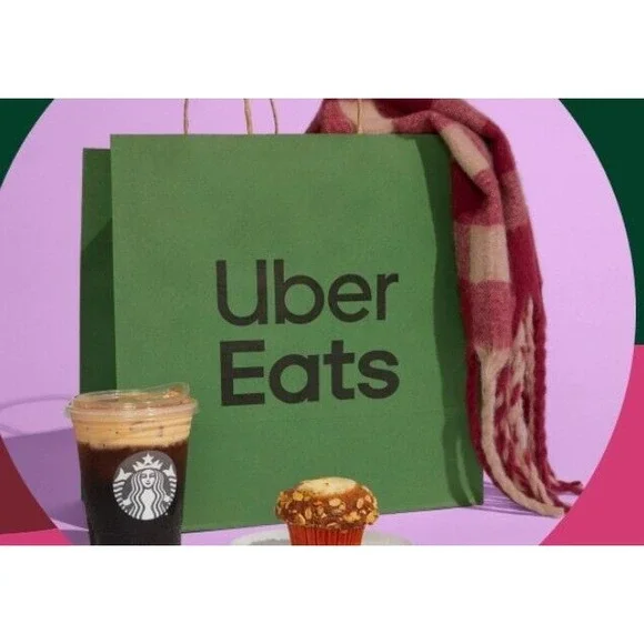 Starbucks x Uber Eats Best Fall Ever Red Tan Plaid Scarf New In‎ Package
