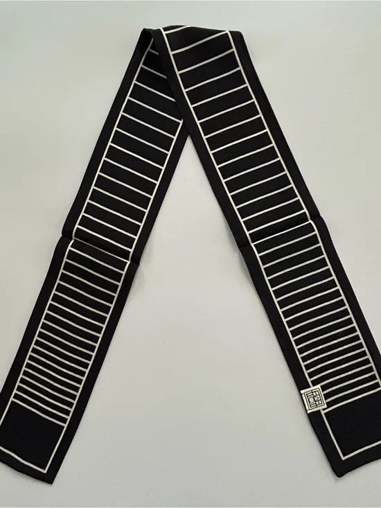 LOVEHATE Black Ivory Geometric Skinny Scarf Long Fashion Neck Scarf Unisex