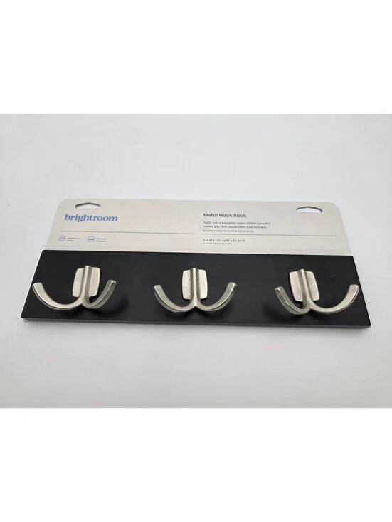 brightroom Metal Hook Rack with 3 Hooks, Holds up to 30 lbs