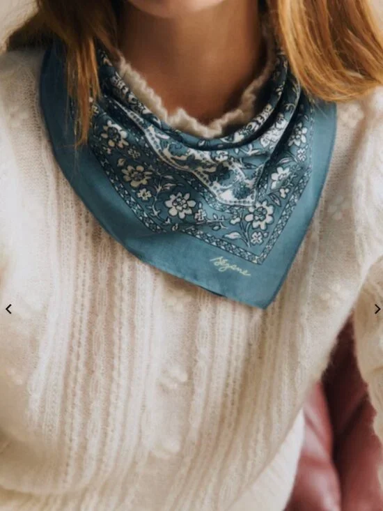 Sézane “Le Foulard Pour La Vie” Blue Floral Scarf