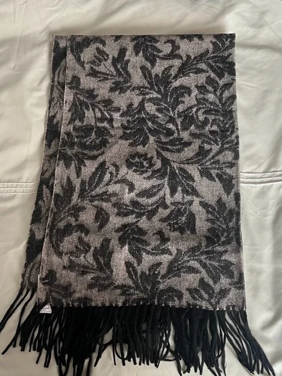 Floral Black and White Reversible Scarf