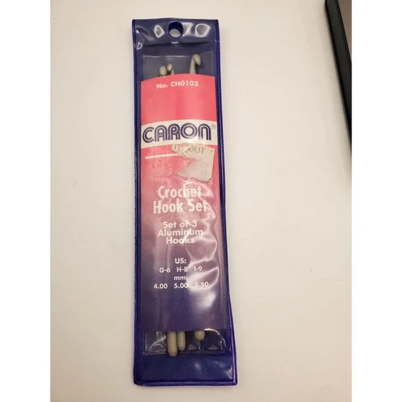 Vintage Caron Aluminum Crochet Hook Set - 3 Hooks (G, H, I)