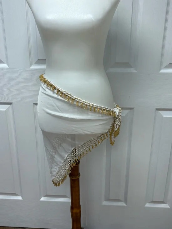 Egyptian Belly Dance Hip Scarf With Gold Bead Trimming - 39