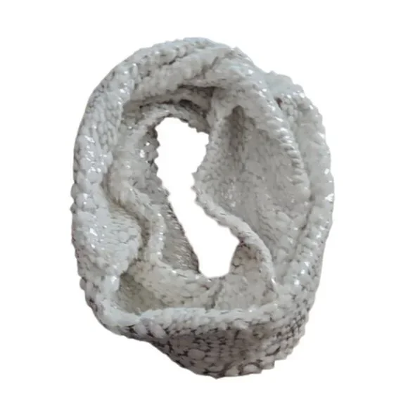Silver and White Faux Fur Infinity Scarf