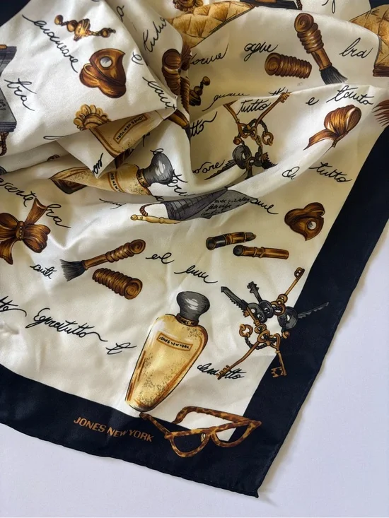 Vintage Jones New York Women’s Perfume & Glamour Scarf 100% Silk