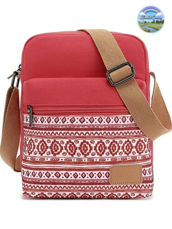 Girls Canvas Crossbody Messenger Bag Set 2-Piece with Pen Case